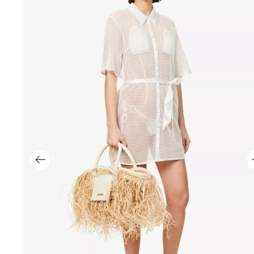 My Beachy Side Sz‎ Sm White Crochet Camilla Satin Beach Coverup NEW Resortwear